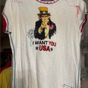 White double D ranch wear Graphic T-Shirt with USA